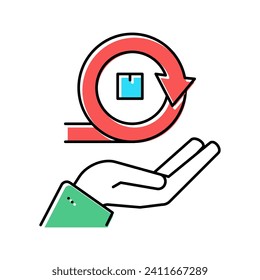 hand hold circular economy process color icon vector. hand hold circular economy process sign. isolated symbol illustration