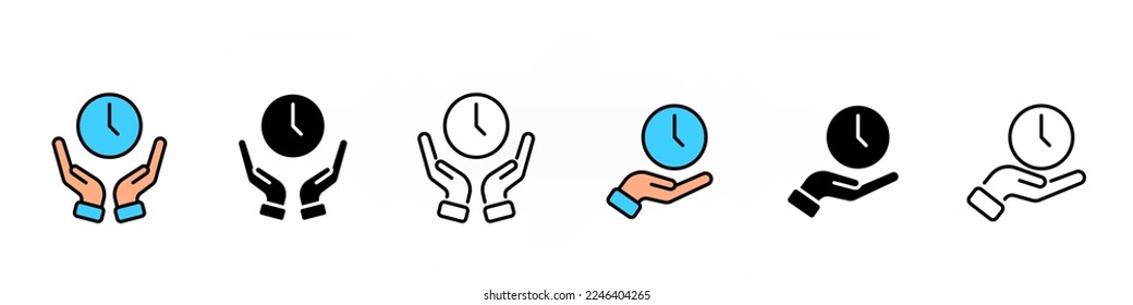 Ilustración de línea simple de reloj de mano, icono conceptual de ahorro de tiempo