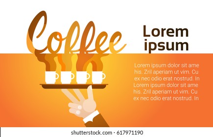Copa Coffee Retención Mano Desayuno Bebida Vector Ilustración