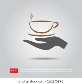 hand hold coffee cup vector icon