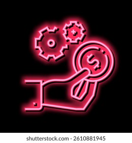 hand hold coin pay for work neon light sign vector. hand hold coin pay for work illustration