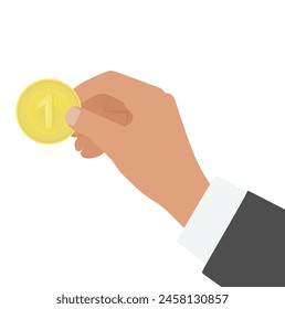 Hand hold coin. vector illustration