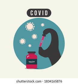 Porción de mano Ilustración del vector de la vacuna Covid