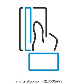 Hand Hold Crdit Card Icon. Editable Bold Outline With Color Fill Design. Vector Illustration.