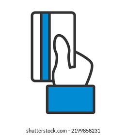Hand Hold Crdit Card Icon. Editable Bold Outline With Color Fill Design. Vector Illustration.