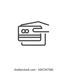 Hand hold credit card outline icon. linear style sign for mobile concept and web design. Payment method simple line vector icon. Symbol, logo illustration. Pixel perfect vector graphics