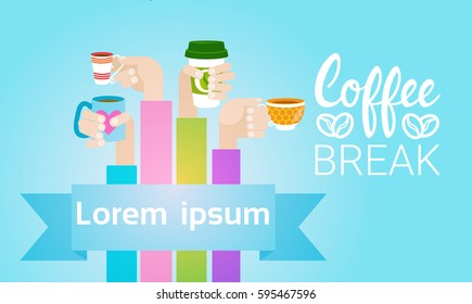 Hand Hold Cup Tea Coffee Break Morning Beverage Flat Vector Illustration