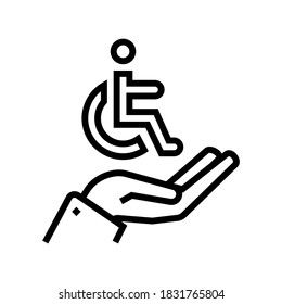 retener mano desactivado el vector de icono de la línea de signos humana. mano sujetar el signo humano desactivado. símbolo de contorno aislado ilustración negra