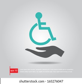 hand hold disabled sign vector icon