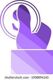 Hand Hold Dollar Coin Icon. Flat Color Ladder Design. Vector Illustration.
