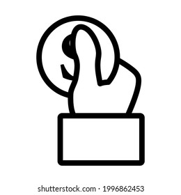 Hand Hold Dollar Coin Icon. Bold outline design with editable stroke width. Vector Illustration.