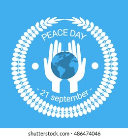 Afiche del Vector Plano del Mundial de Festividad Internacional por la Paz con mano