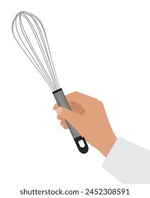 Hand hold egg beater. vector