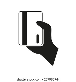 hand hold electronic card vector icon