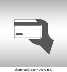 hand hold electronic card vector icon