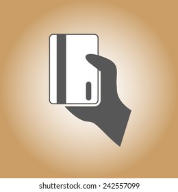 hand hold electronic card vector icon