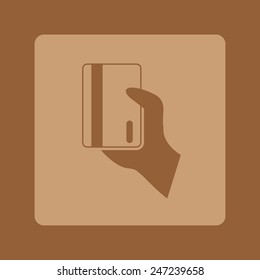 hand hold electronic card vector icon