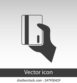 hand hold electronic card vector icon