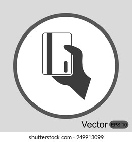 hand hold electronic card vector icon
