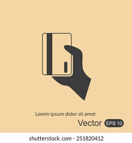 hand hold electronic card vector icon