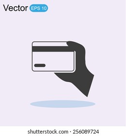 Hand hold electronic card vector icon
