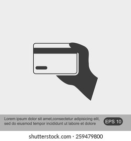 Hand hold electronic card vector icon