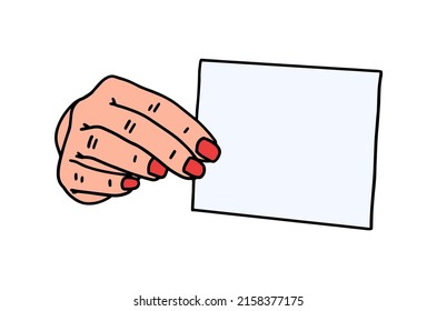 hand hold empty paper doodle vector illustration