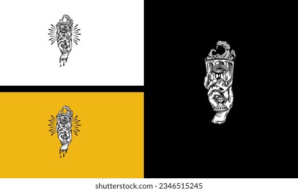 hand hold eye vector outline design