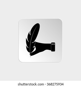 hand hold Feather -  black vector icon