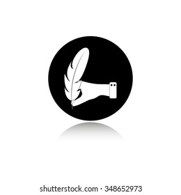 hand hold Feather - vector icon