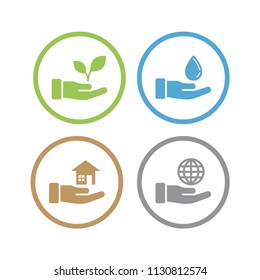 Hand Hold Flat Icons set. Isolate on white background.
