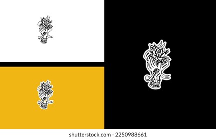 hand hold flowers vector outline design