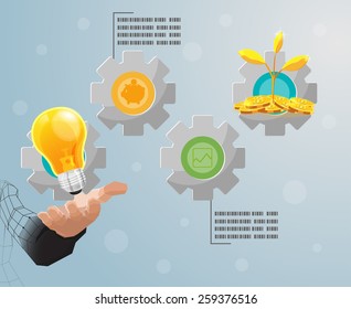 Hand Hold Gear Info graphic vector