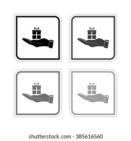 hand hold gift  - grayscale vector icon