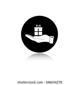 hand hold gift - vector icon