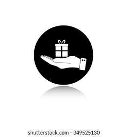 hand hold gift - vector icon