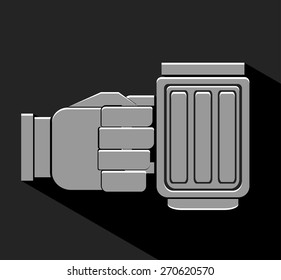 hand hold a glass of beer, vector icon