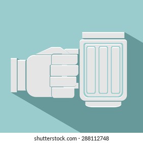 hand hold a glass of beer, vector icon