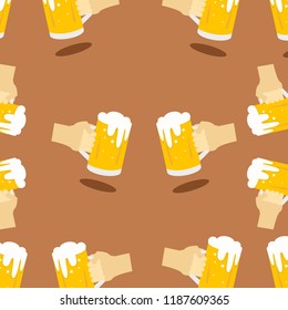 Hand hold glass of beers making a toast