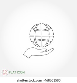 Hand hold globe icon