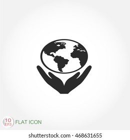 Hand hold globe icon