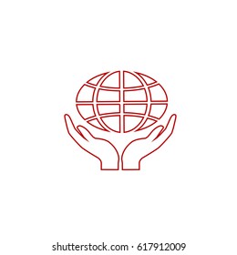 Hand hold globe icon