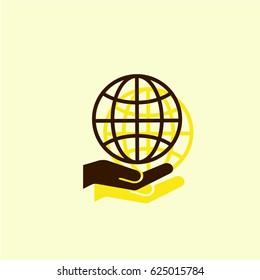 Hand hold globe icon