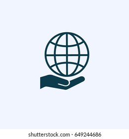 Hand hold globe icon