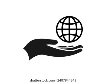 Hand hold the globe icon, Planet in the hand vector icon