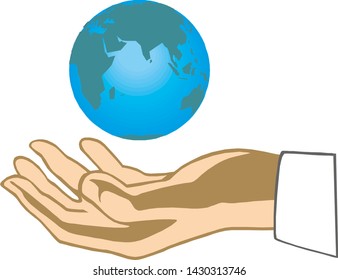 Hand hold globe icon vector
