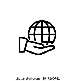 Vector de iconos de retención manual. icono de mano y globo, guardar elemento de diseño de ilustración vectorial de símbolo de tierra. ilustración de icono de globo en mano