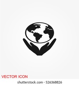 Hand hold globe icon vector