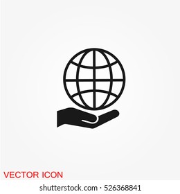 Hand Hold Globe Icon Vector