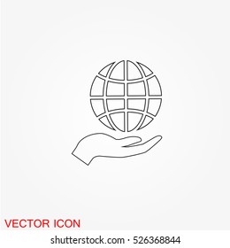 Hand hold globe icon vector